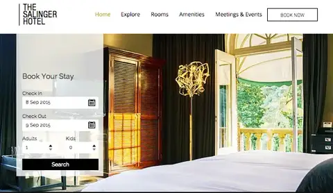 Referencia de web de hotel con reserva de habitaciones